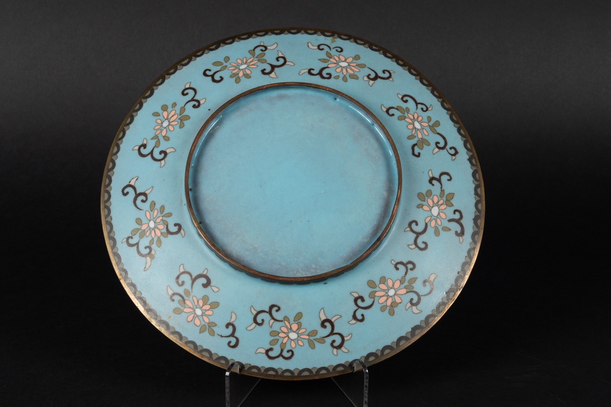 Plat avec oiseaux et fleurs, cloisonné, Japon, ère Meiji (1868-1912). -photo-7