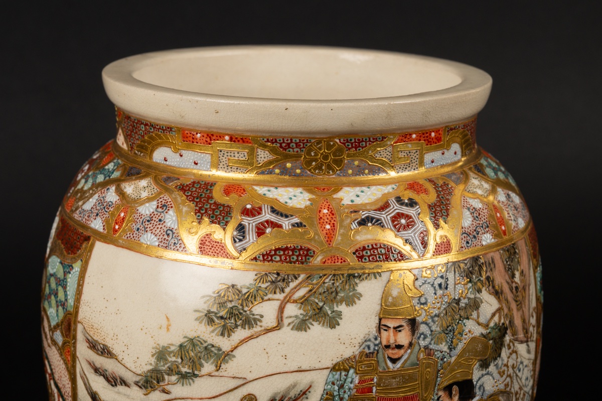 Vase avec des samouraïs, Satsuma, Japon, époque Meiji (1868-1912). -photo-1