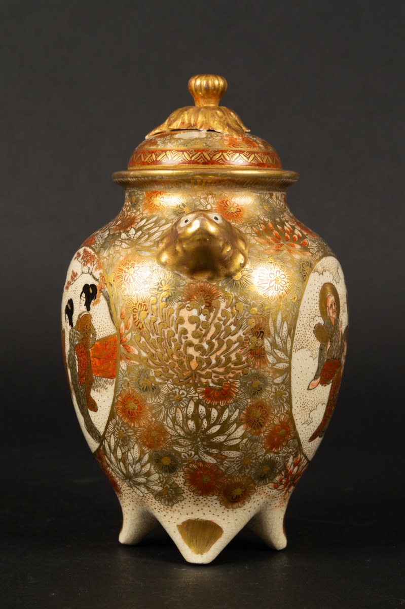 Incense Burner With Figures, Signed, Satsuma, Japan, Meiji Period (1868-1912). -photo-2