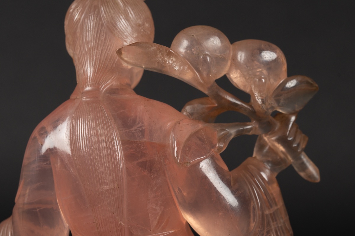 Figure féminine en quartz rose, Chine, dynastie Qing, XIXe-XXe siècle.  -photo-5