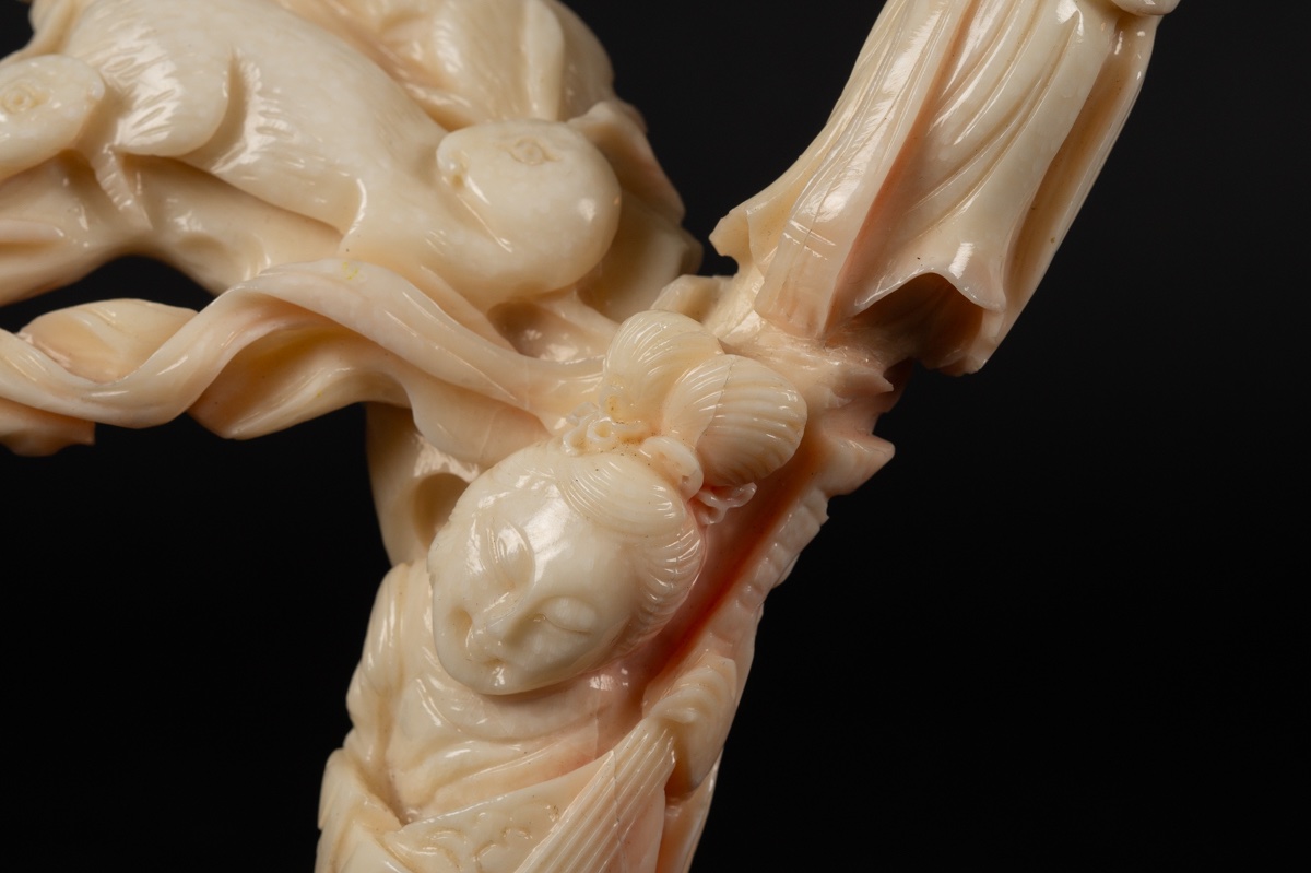 Groupe de personnages et d'animaux, corail blanc, Chine, dynastie Qing, XIXe-XXe siècle.  -photo-6