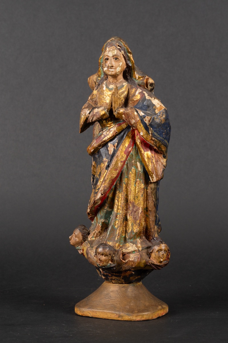 Immaculate Virgin Mary, Polychrome Wood, South America, 18th Century -photo-4