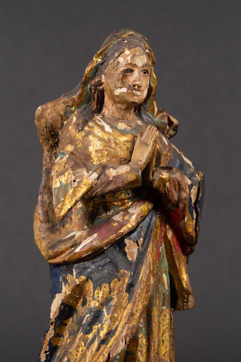 Immaculate Virgin Mary, Polychrome Wood, South America, 18th Century -photo-3
