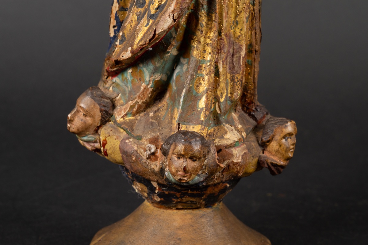 Immaculate Virgin Mary, Polychrome Wood, South America, 18th Century -photo-6