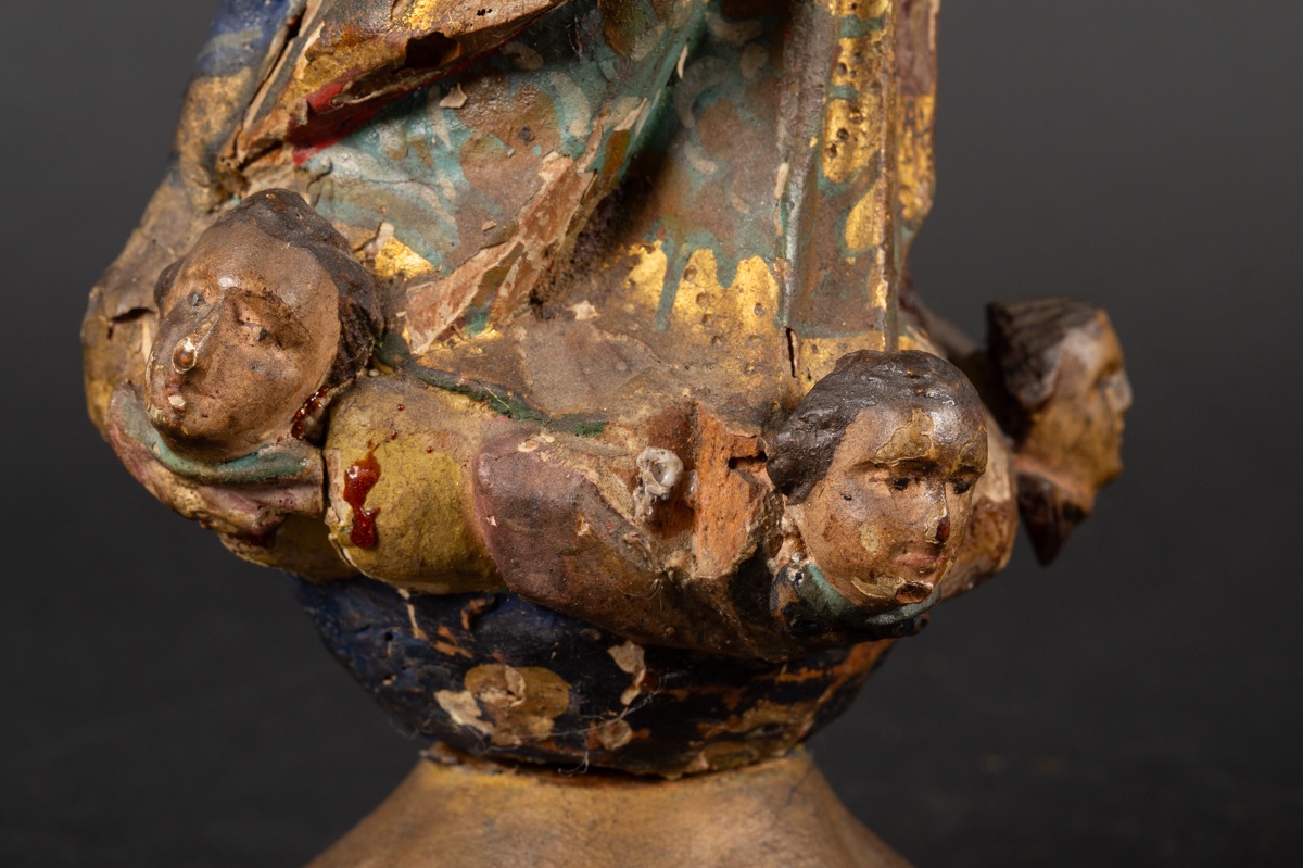 Immaculate Virgin Mary, Polychrome Wood, South America, 18th Century -photo-7