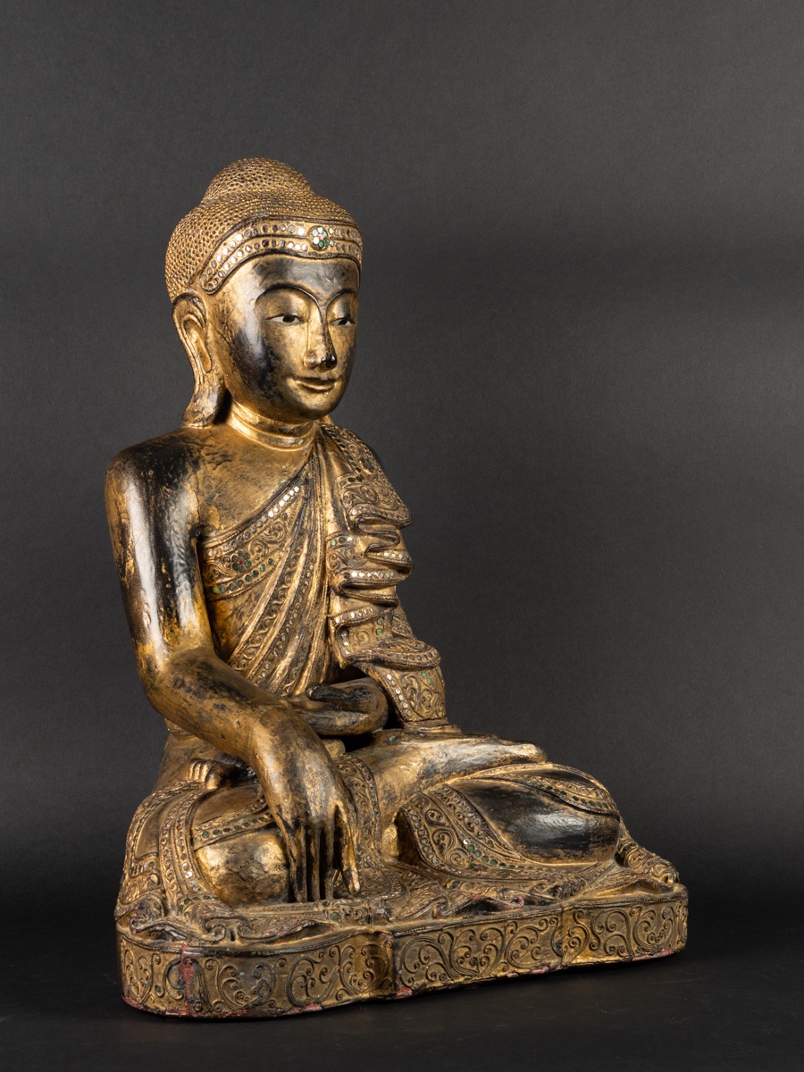 Bouddha Mandalay, Birmanie, bois doré, XIXe-XXe siècle  -photo-2