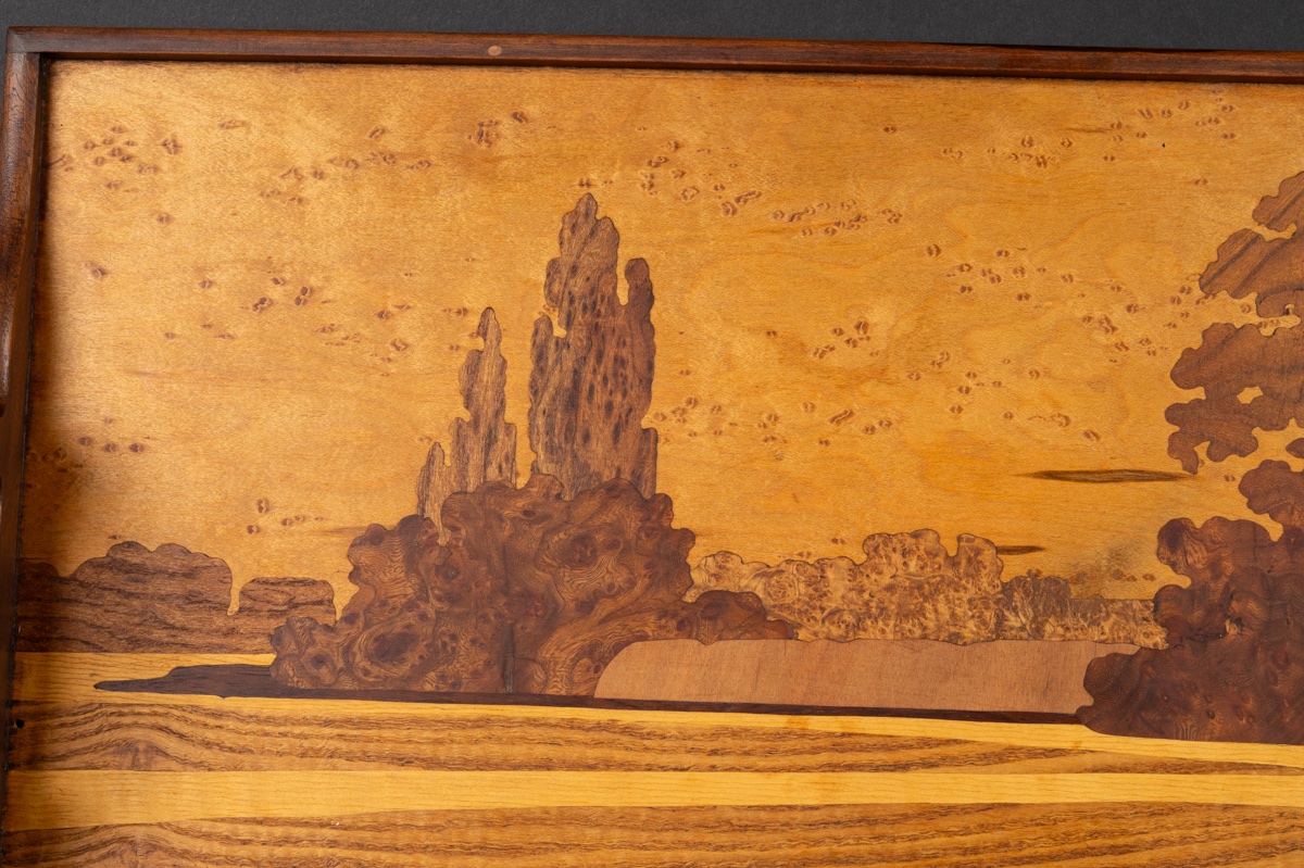 Plateau avec paysage, Émile Gallé, Art nouveau, France, Nancy, début du XXe siècle.  -photo-4