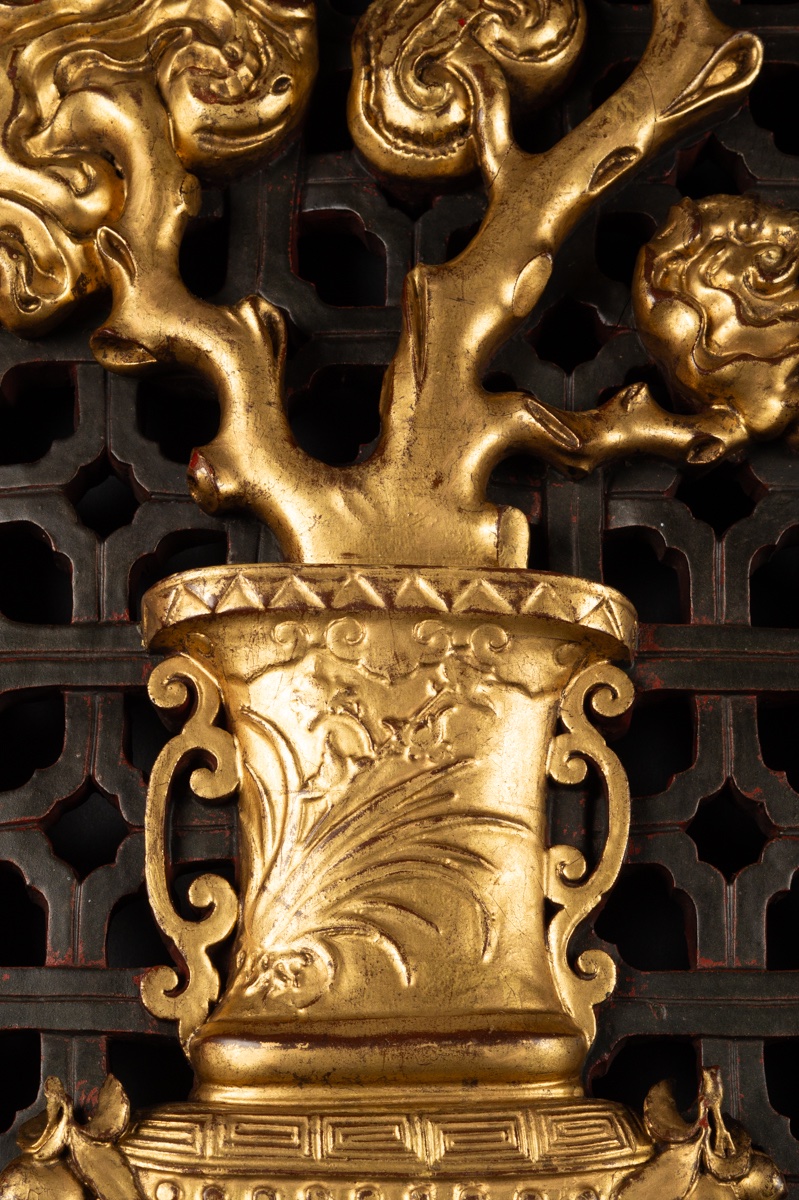 Bas-relief, bois doré, Chine, dynastie Qing, XIXe siècle  -photo-3