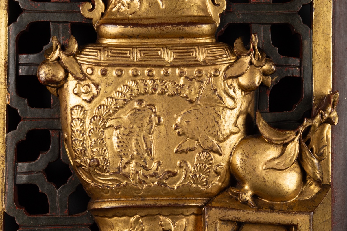 Bas-relief, bois doré, Chine, dynastie Qing, XIXe siècle  -photo-4