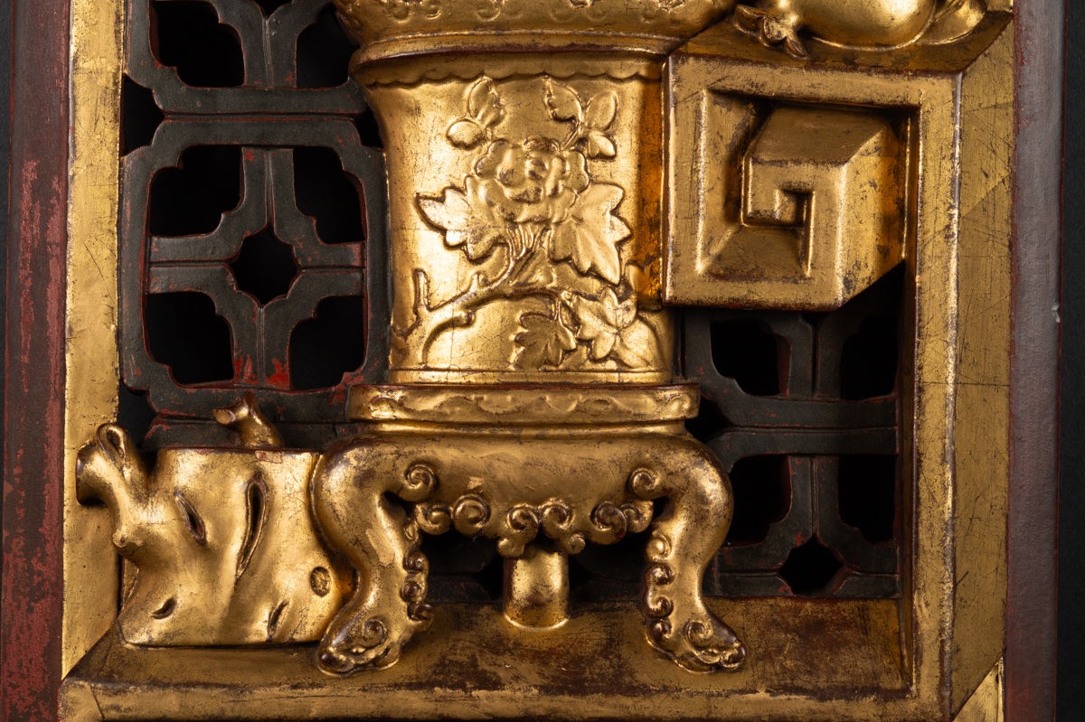 Bas-relief, bois doré, Chine, dynastie Qing, XIXe siècle  -photo-5