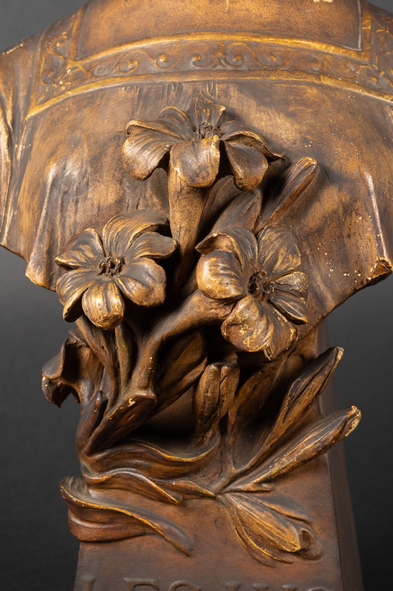 Bust Of A Woman "the Lilies", Goldscheider, Austria, Art Nouveau, Circa 1900. -photo-5