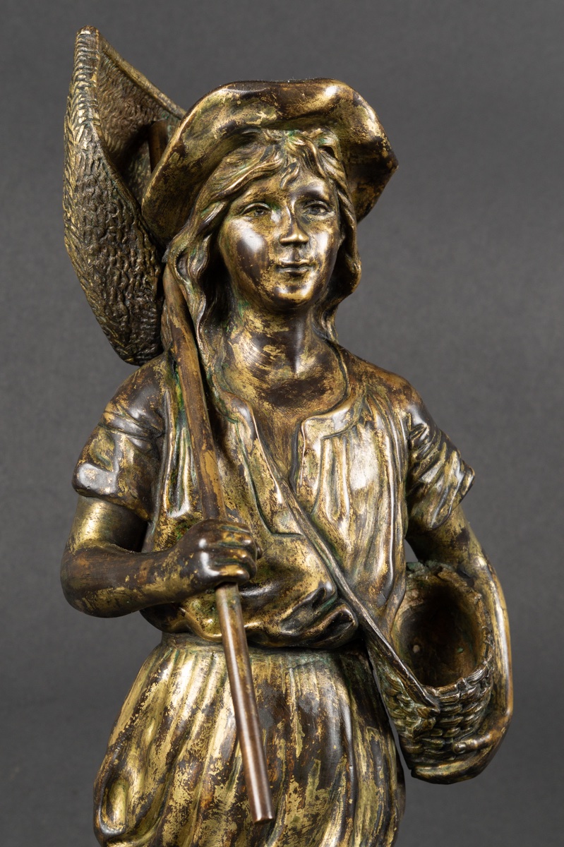 Pêcheuse de crevettes, Jean-François Garnier (1853-1910), bronze, France, fin du XIXe siècle. -photo-3