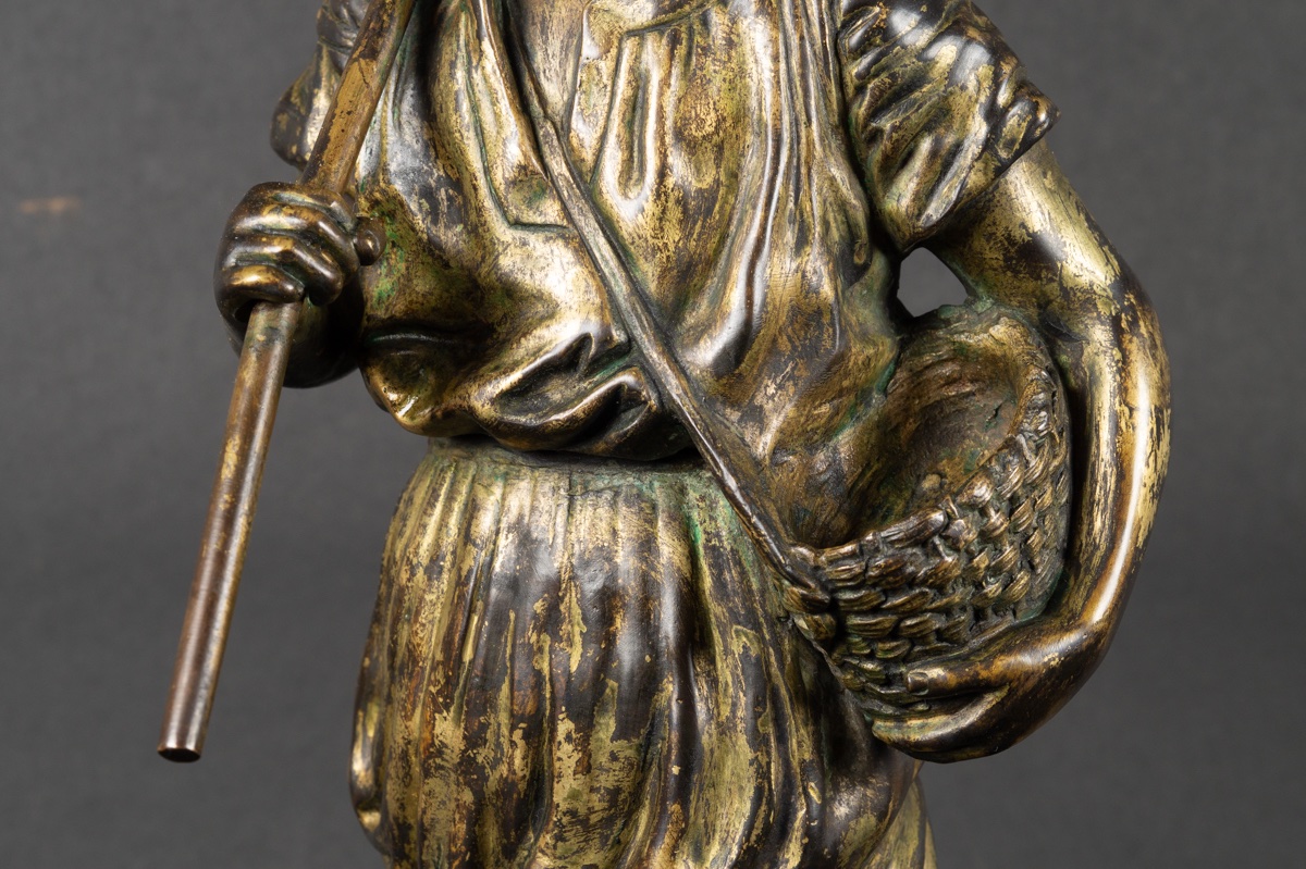 Pêcheuse de crevettes, Jean-François Garnier (1853-1910), bronze, France, fin du XIXe siècle. -photo-6