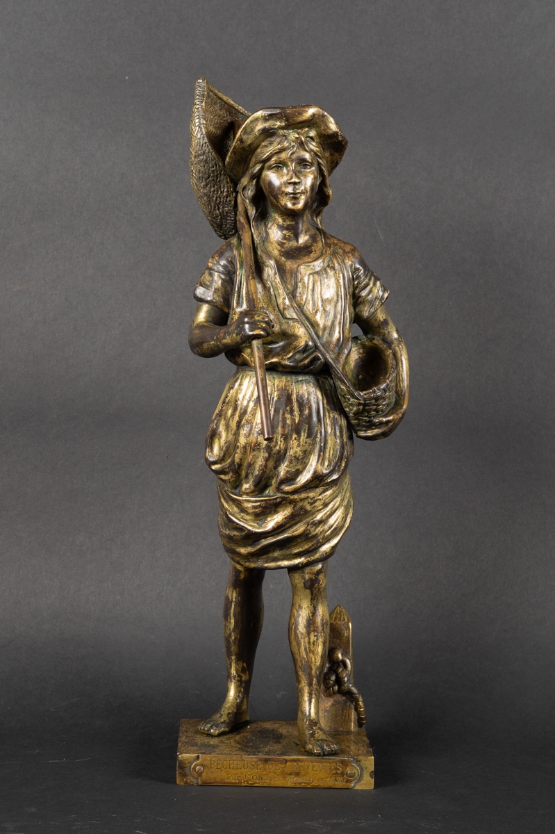 Pêcheuse de crevettes, Jean-François Garnier (1853-1910), bronze, France, fin du XIXe siècle. 