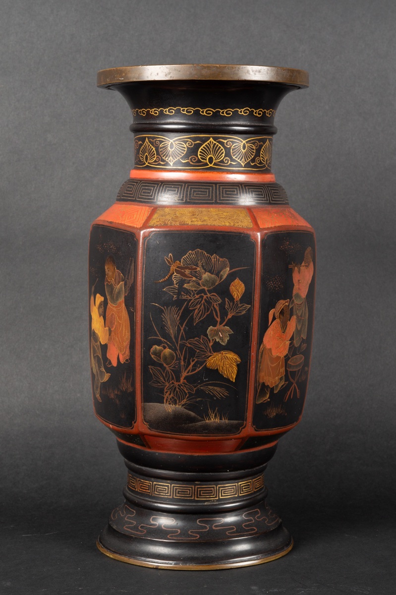 Vase en bronze décoré de laque, Chine/Japon, XIXe siècle. -photo-2