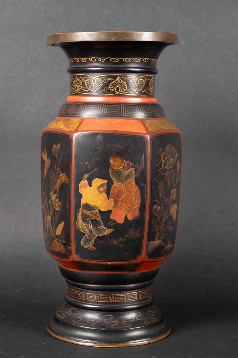 Vase en bronze décoré de laque, Chine/Japon, XIXe siècle. -photo-3