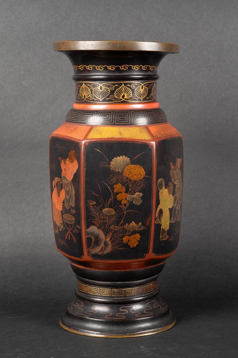 Vase en bronze décoré de laque, Chine/Japon, XIXe siècle. -photo-2