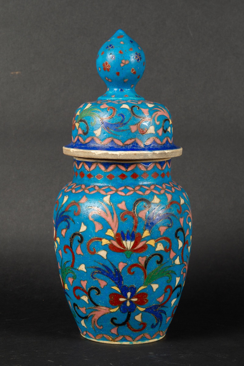 Vase With Lid, Signed, Totai Shippo, Japan, Meiji Period (1868-1912). -photo-2