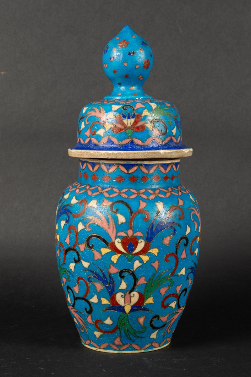 Vase With Lid, Signed, Totai Shippo, Japan, Meiji Period (1868-1912). -photo-3