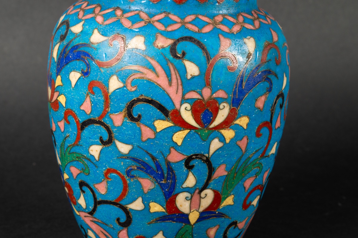 Vase With Lid, Signed, Totai Shippo, Japan, Meiji Period (1868-1912). -photo-5