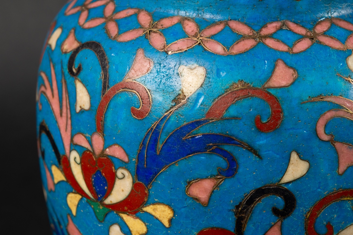 Vase With Lid, Signed, Totai Shippo, Japan, Meiji Period (1868-1912). -photo-6