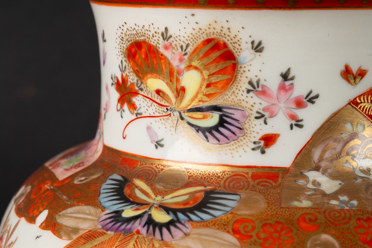 Vase With Pheasants And Butterflies, Wataken - Watano, Japan, Meiji Era (1868-1912).   -photo-6