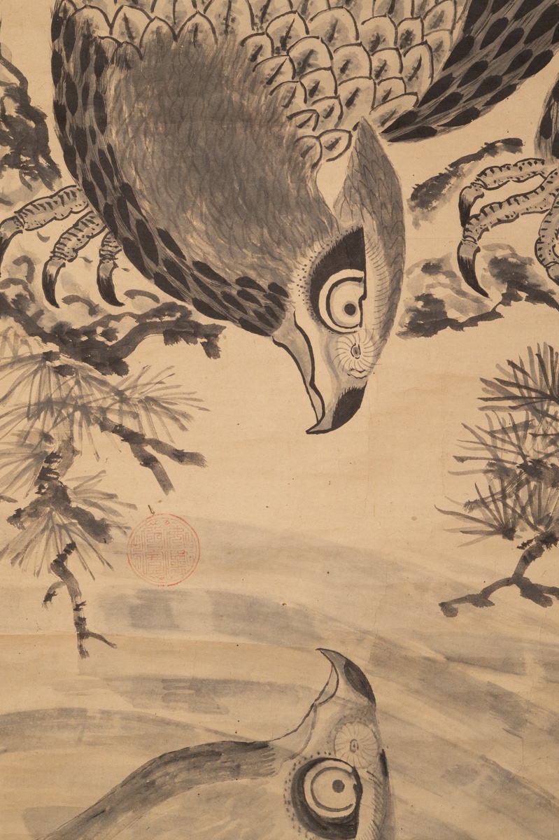 Falcon Looking At Its Reflection, Ryūzan, Kakemono, Sumi-e, Japan, Meiji Era, 1896. -photo-2