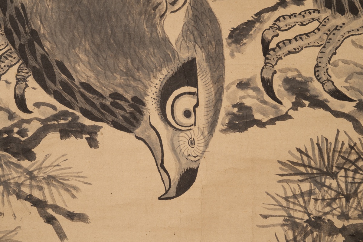 Falcon Looking At Its Reflection, Ryūzan, Kakemono, Sumi-e, Japan, Meiji Era, 1896. -photo-3