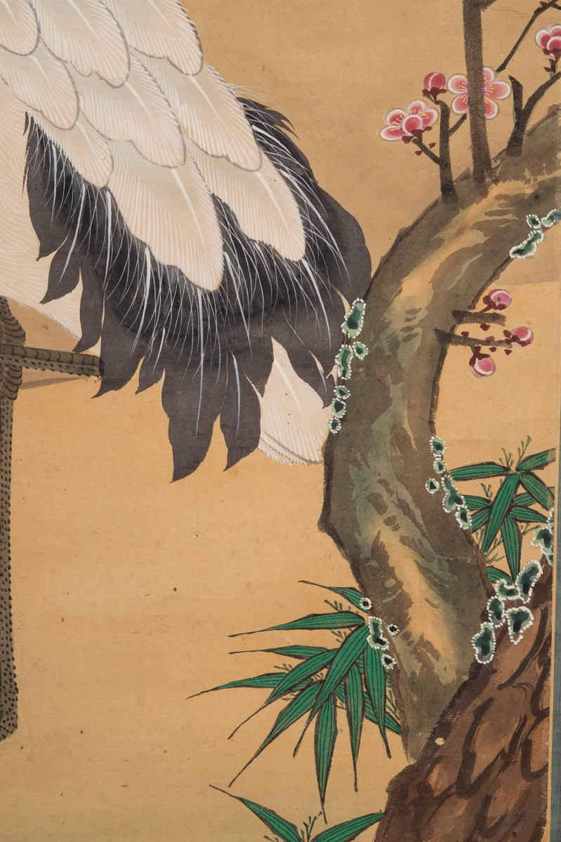 Couple de grues et tortue, Kanō, kakemono, Japon, XIXe siècle. -photo-3