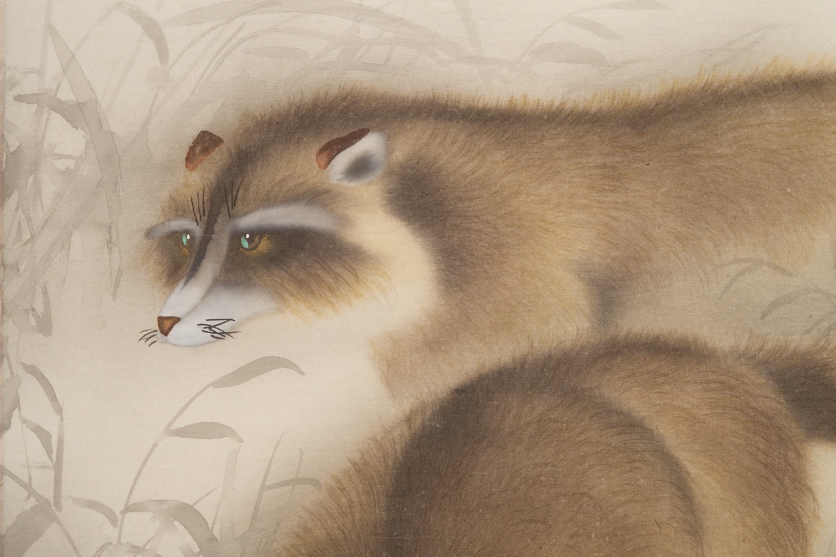 Tanuki Couple And The Moon, Shōsen, Kakemono, Japan, 20th Century. -photo-5