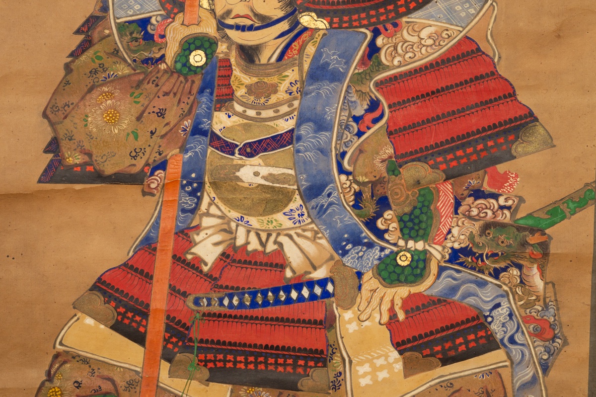 Samurai With Banner, Kojima, Kakemono, Japan, 19th Century. -photo-3