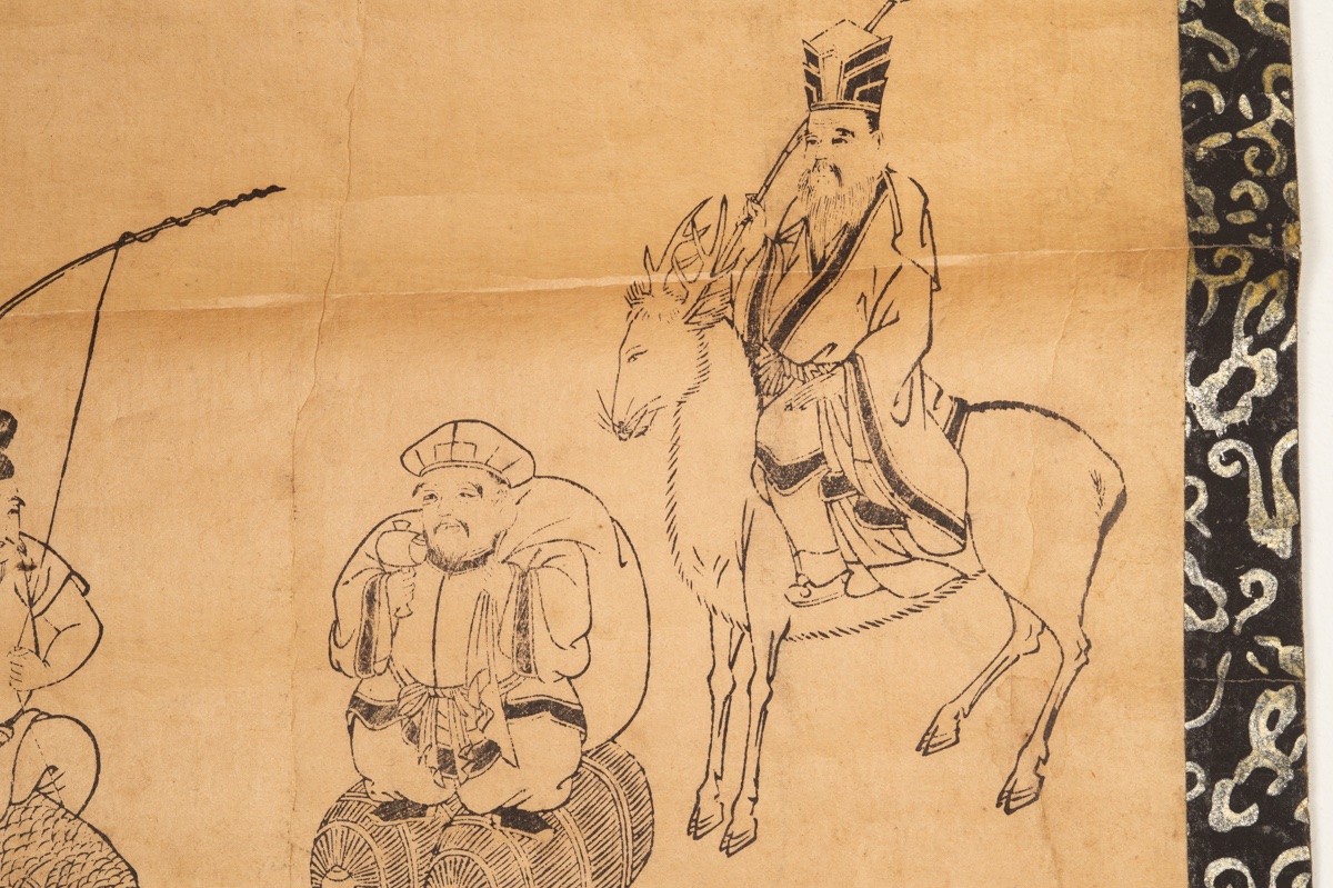 Bouddha avec des figures, gravure sur bois, kakemono, Japon, période Edo, XIXe siècle.-photo-6