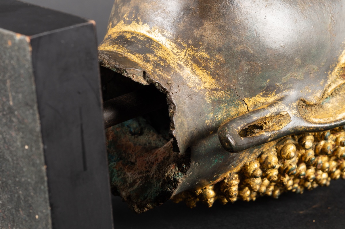 Tête de Bouddha, bronze doré, Thaïlande, XIXe-XXe siècle. -photo-8