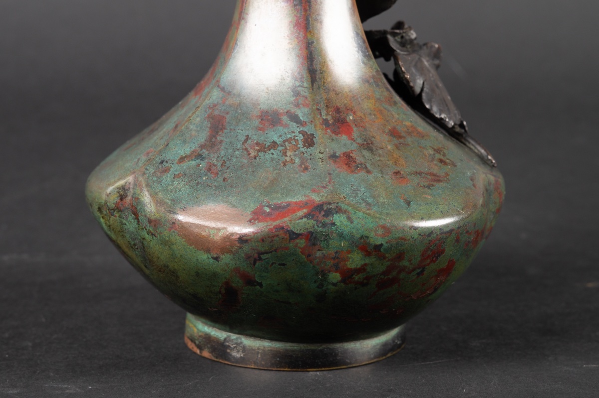 Vase With Flowers, Bronze, Japan, Meiji Era (1868-1912). -photo-5