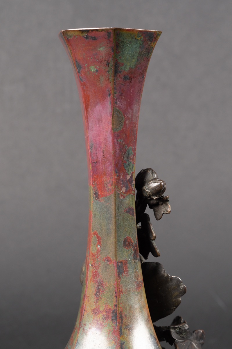 Vase With Flowers, Bronze, Japan, Meiji Era (1868-1912). -photo-6