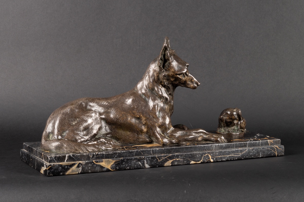 Paire de bergers, bronze argenté, H. Varnier, France, XIXe-XXe siècle.  -photo-2