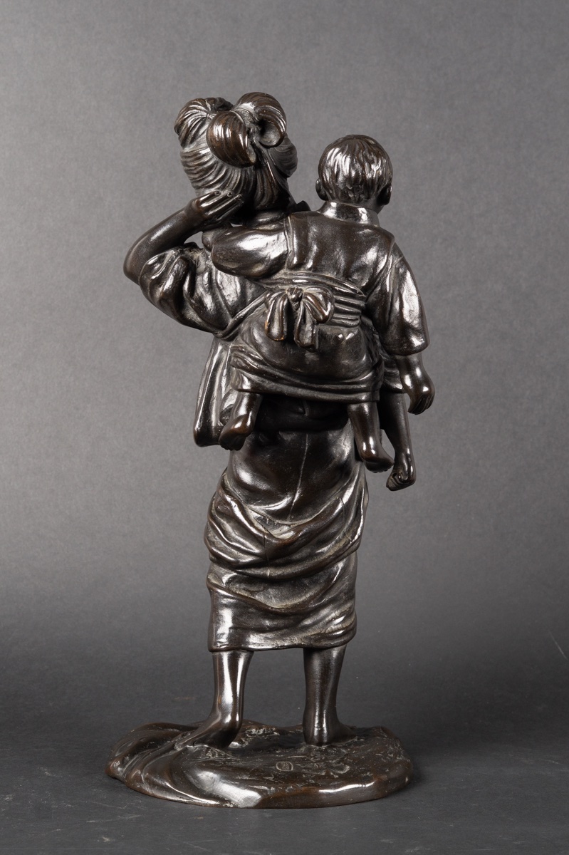 Mère et enfant, Kakuha Kanzaemon, bronze, Japon, ère Meiji (1868-1912).  -photo-5