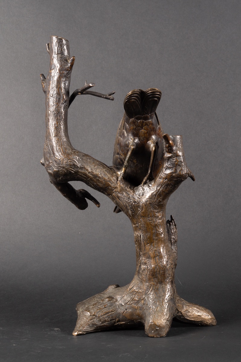 Crow On A Branch, Signed, Bronze, Japan, Meiji Era (1868-1912).  -photo-1