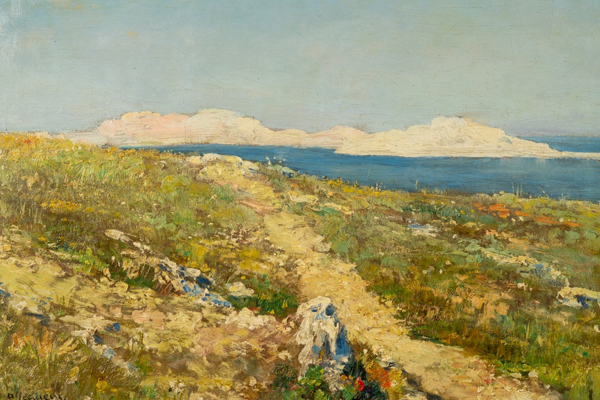 Mediterranean Landscape, Valère Bernard (1860-1936), Oil On Canvas, 19th-20th Century -photo-3
