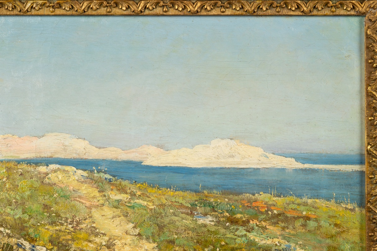Mediterranean Landscape, Valère Bernard (1860-1936), Oil On Canvas, 19th-20th Century -photo-2