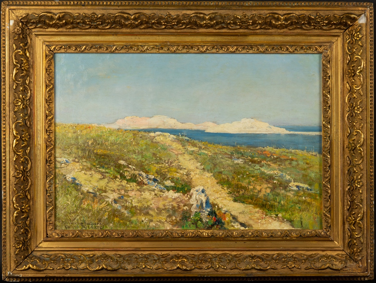 Mediterranean Landscape, Valère Bernard (1860-1936), Oil On Canvas, 19th-20th Century 