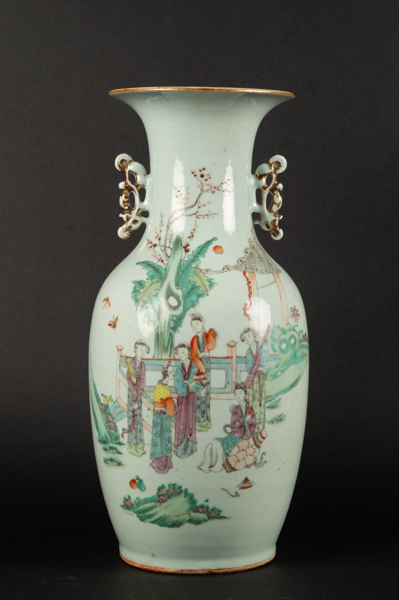 Vase Depicting Women In A Garden, China, Qing Dynasty, 19th / 20th Century.