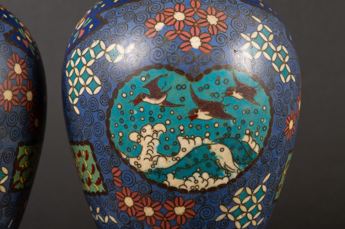 Paire de vases Totai Shippo, Japon, époque Meiji (1868-1912). -photo-3