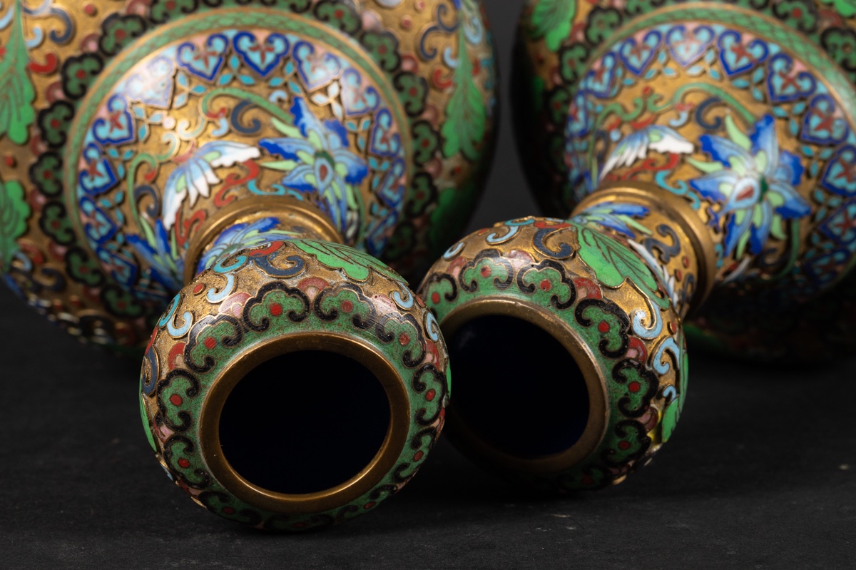 Pair Of Vases, Cloisonné, China, Early 20th Century.-photo-7
