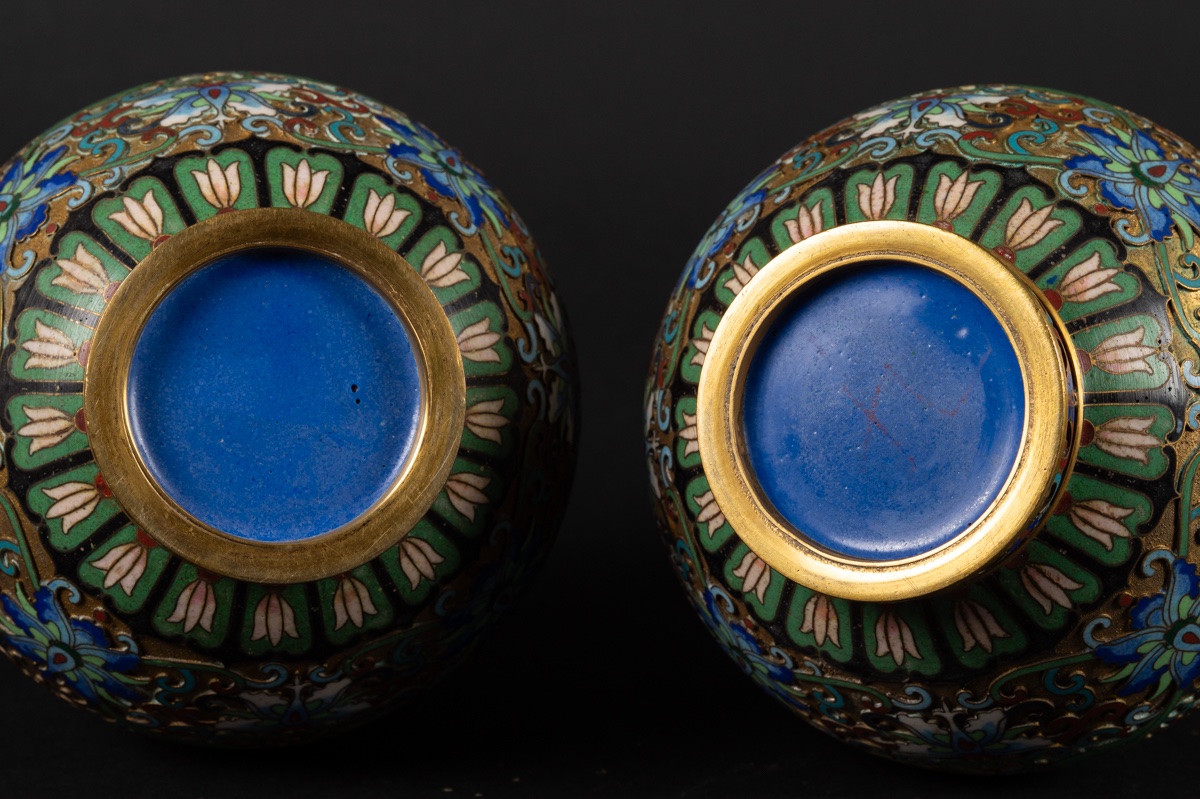 Pair Of Vases, Cloisonné, China, Early 20th Century.-photo-8