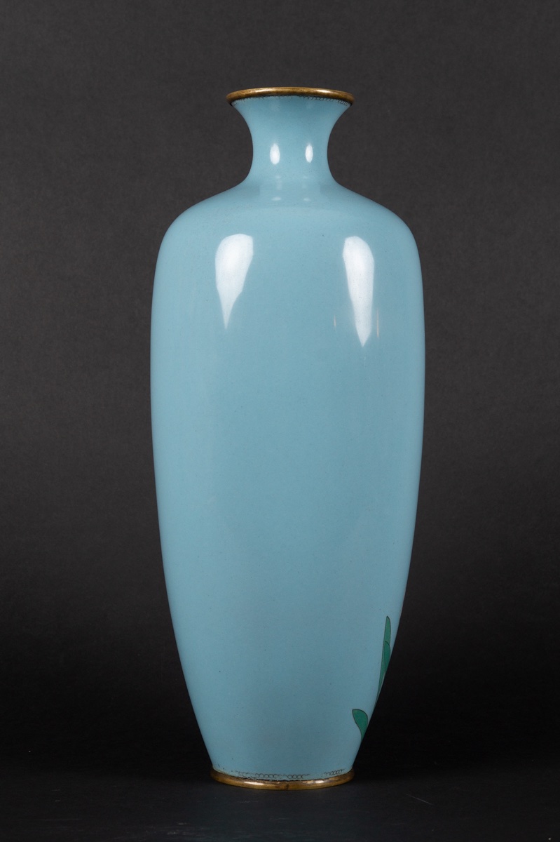 Vase With Roses, Cloisonné, Japan, Meiji / Taisho Period, Early 20th Century-photo-2