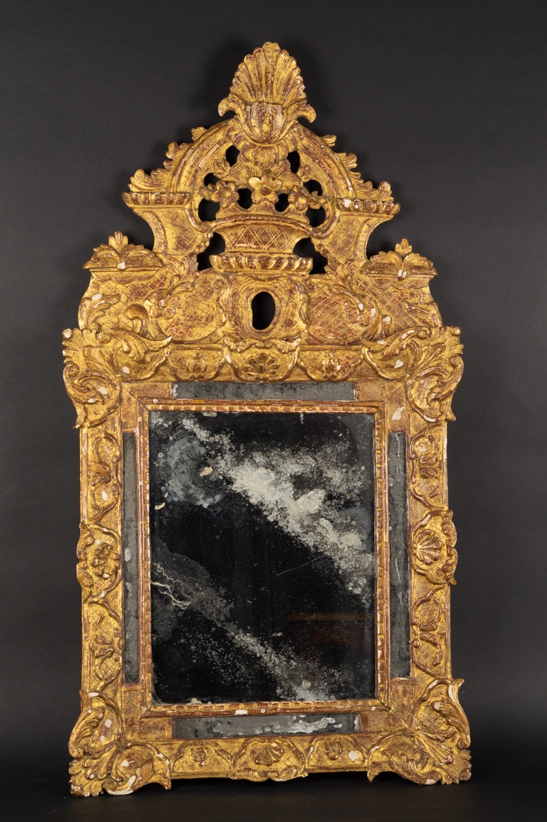 Miroir à parecloses, Régence, bois doré, France, 1715-1740   -photo-2
