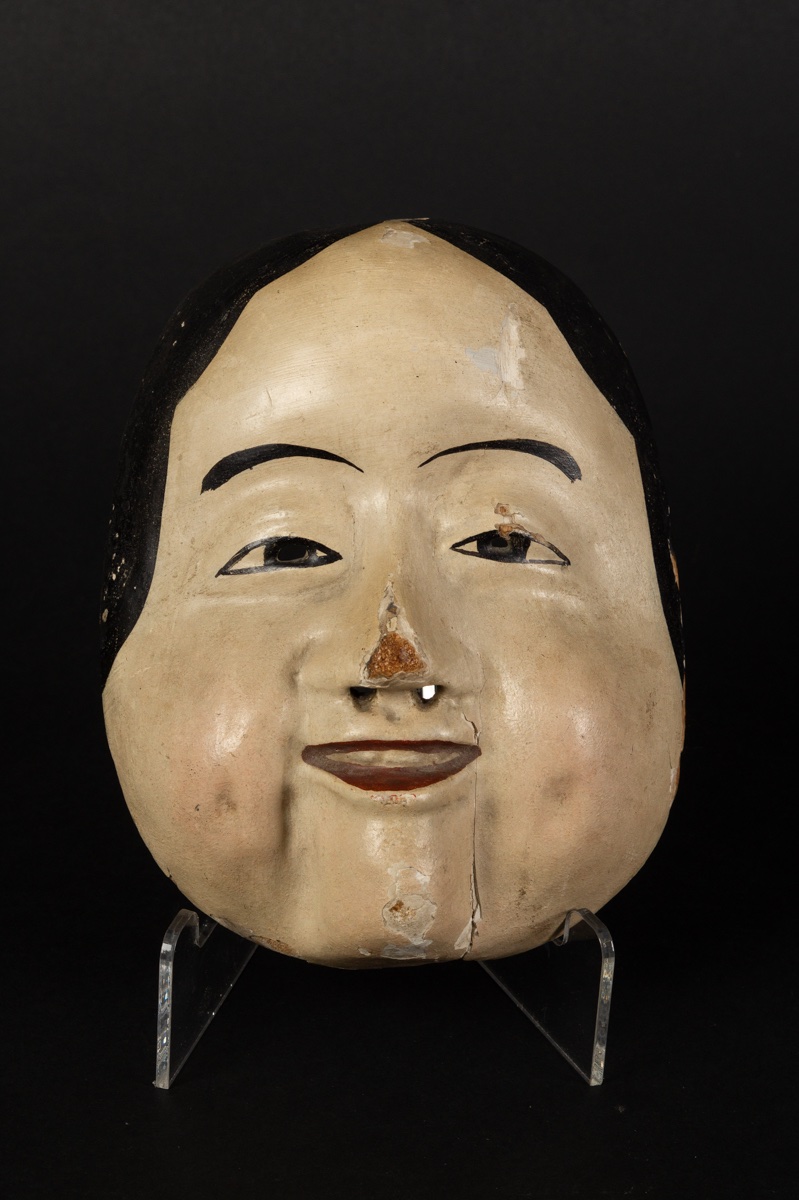 Polychrome Okame Mask, Japan, 19th-20th Centuries-photo-2