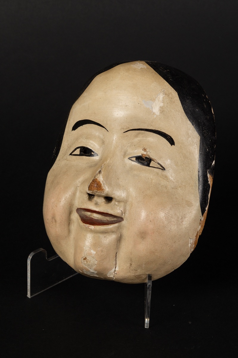 Polychrome Okame Mask, Japan, 19th-20th Centuries-photo-4