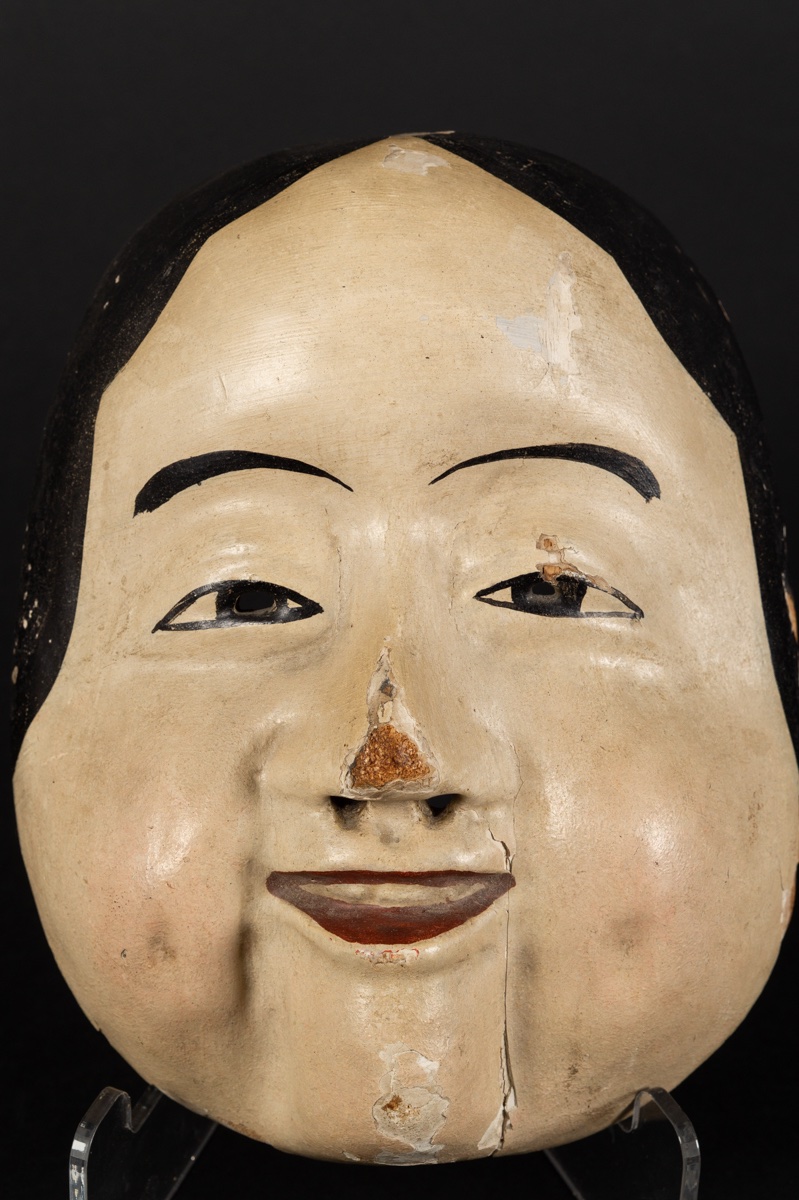 Polychrome Okame Mask, Japan, 19th-20th Centuries-photo-1
